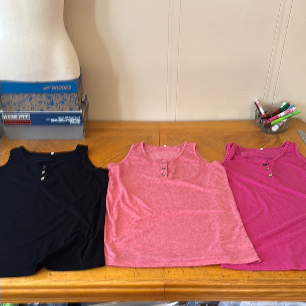 Sleeveless Tops - Black, Pink, and Magenta